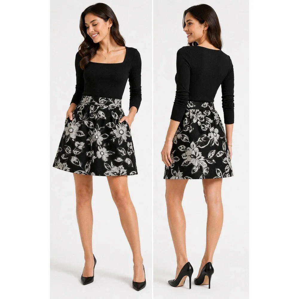 Banana Republic Floral Jacquard A-Line Skirt Coquette Feminine Size 2